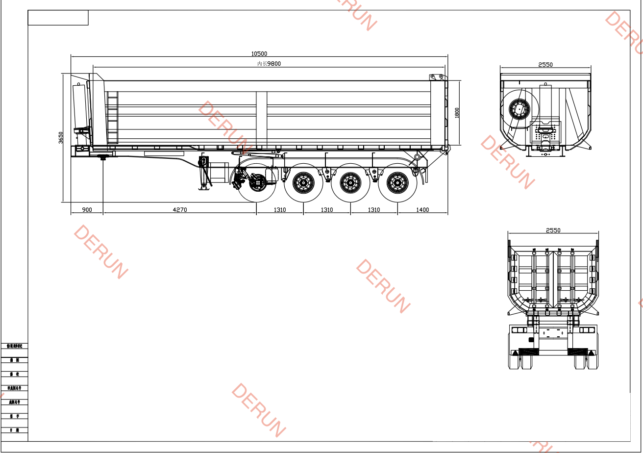 Kreslení 4 Axle U Typ zadní skládky návěsu