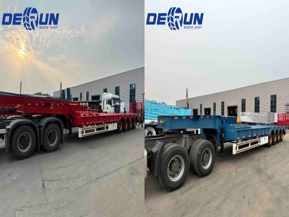 Derun 4 Axle Lowbed Semi Trailer Úspěšný směřující k přístavu